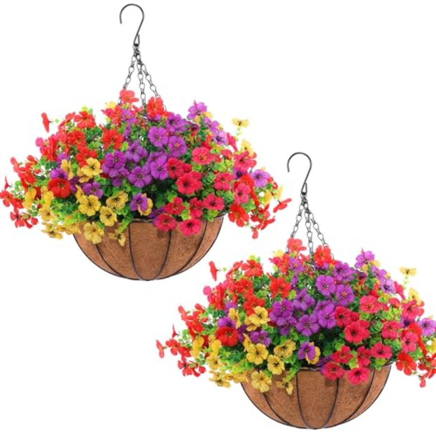 2 Set Artificial Outdoor Flowe - Hanging Planter Basket บทวิจารณ์และราคา
