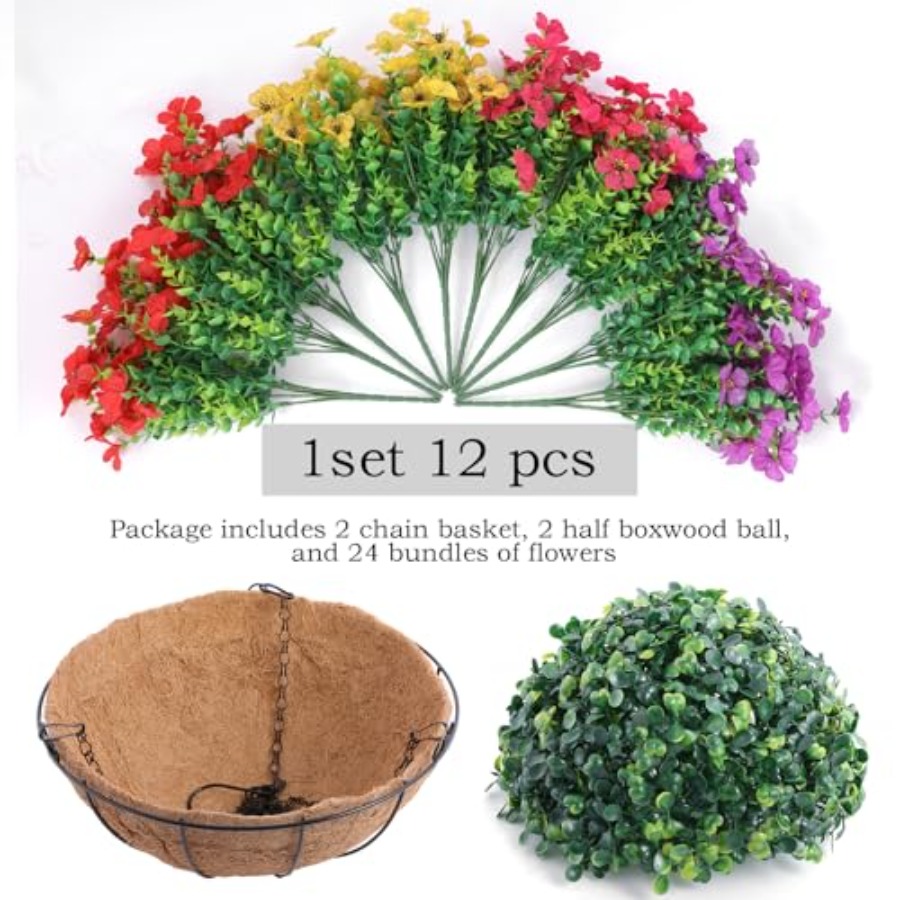2 Set Artificial Outdoor Flowe - Hanging Planter Basket บทวิจารณ์และราคา