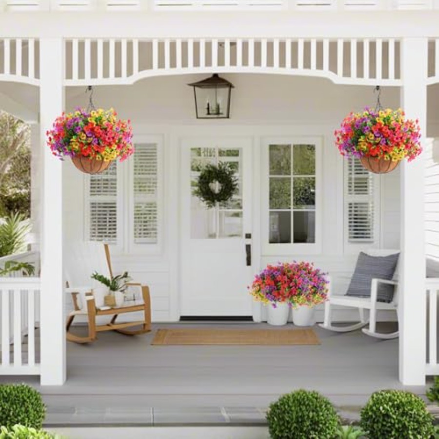 2 Set Artificial Outdoor Flowe - Hanging Planter Basket บทวิจารณ์และราคา