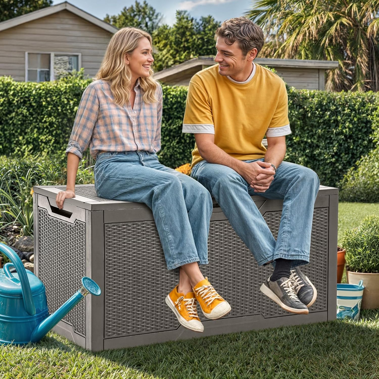 100 Gallon Large Deck Box, Out - Gardening Tools Box บทวิจารณ์และราคา