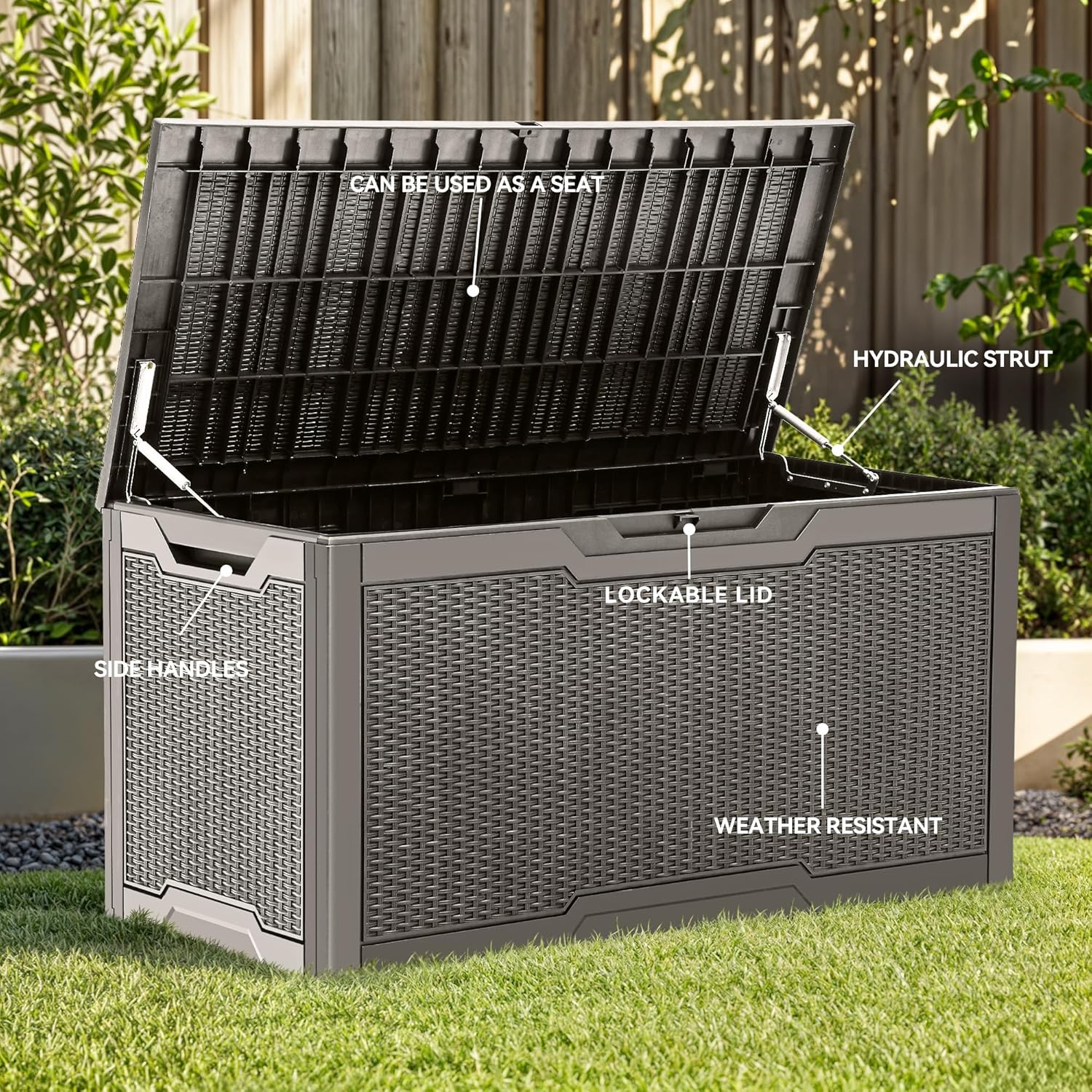 100 Gallon Large Deck Box, Out - Gardening Tools Box บทวิจารณ์และราคา