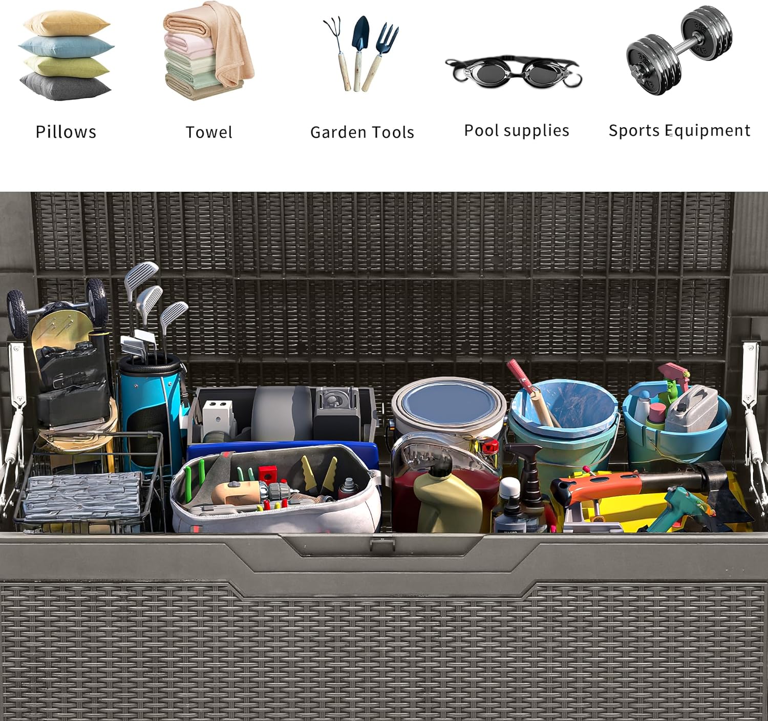 100 Gallon Large Deck Box, Out - Gardening Tools Box บทวิจารณ์และราคา