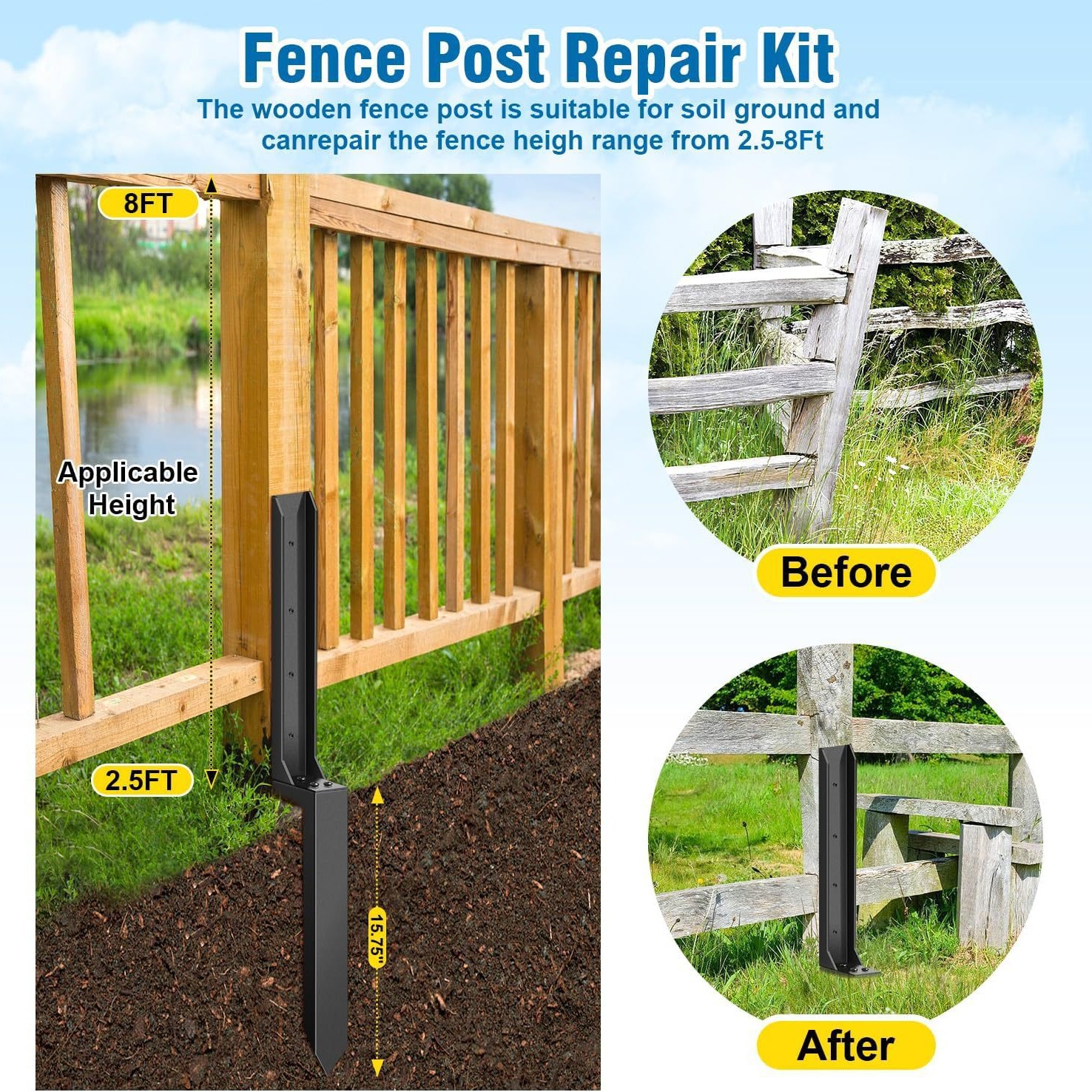 2PCS Fence Repair Anchor Fence - Gardening Tools Kit For Home Garden บทวิจารณ์และราคา