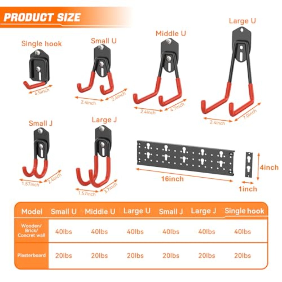 24 PCS Garage Storage Hooks wi - Gardening Tools Shovel บทวิจารณ์และราคา