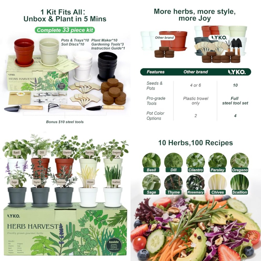 10 Indoor Herb Garden Kit, 33p - Gardening Tools Gift Ideas บทวิจารณ์และราคา