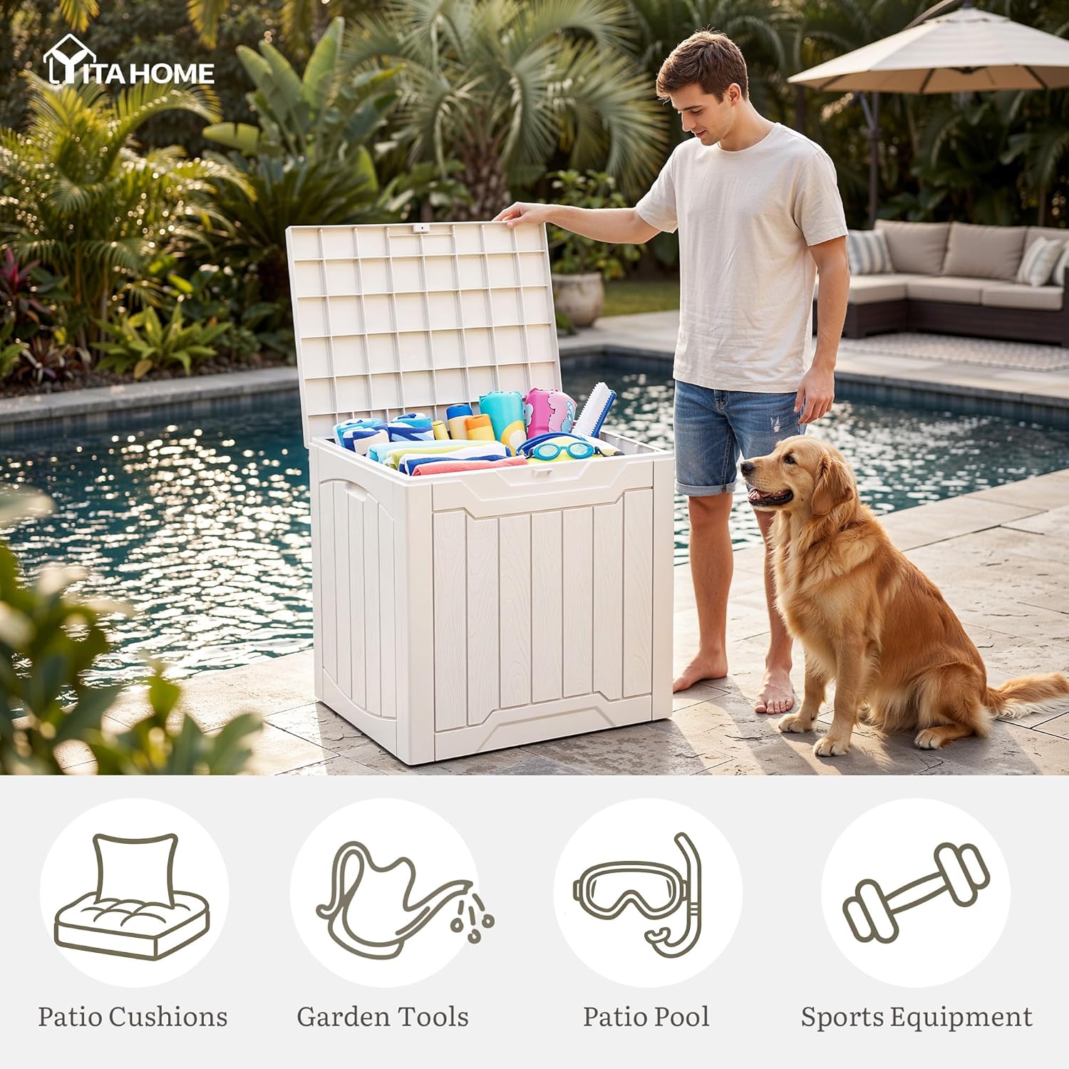 31 Gallon Deck Box Set of 2 Lo - Gardening Tools Box บทวิจารณ์และราคา
