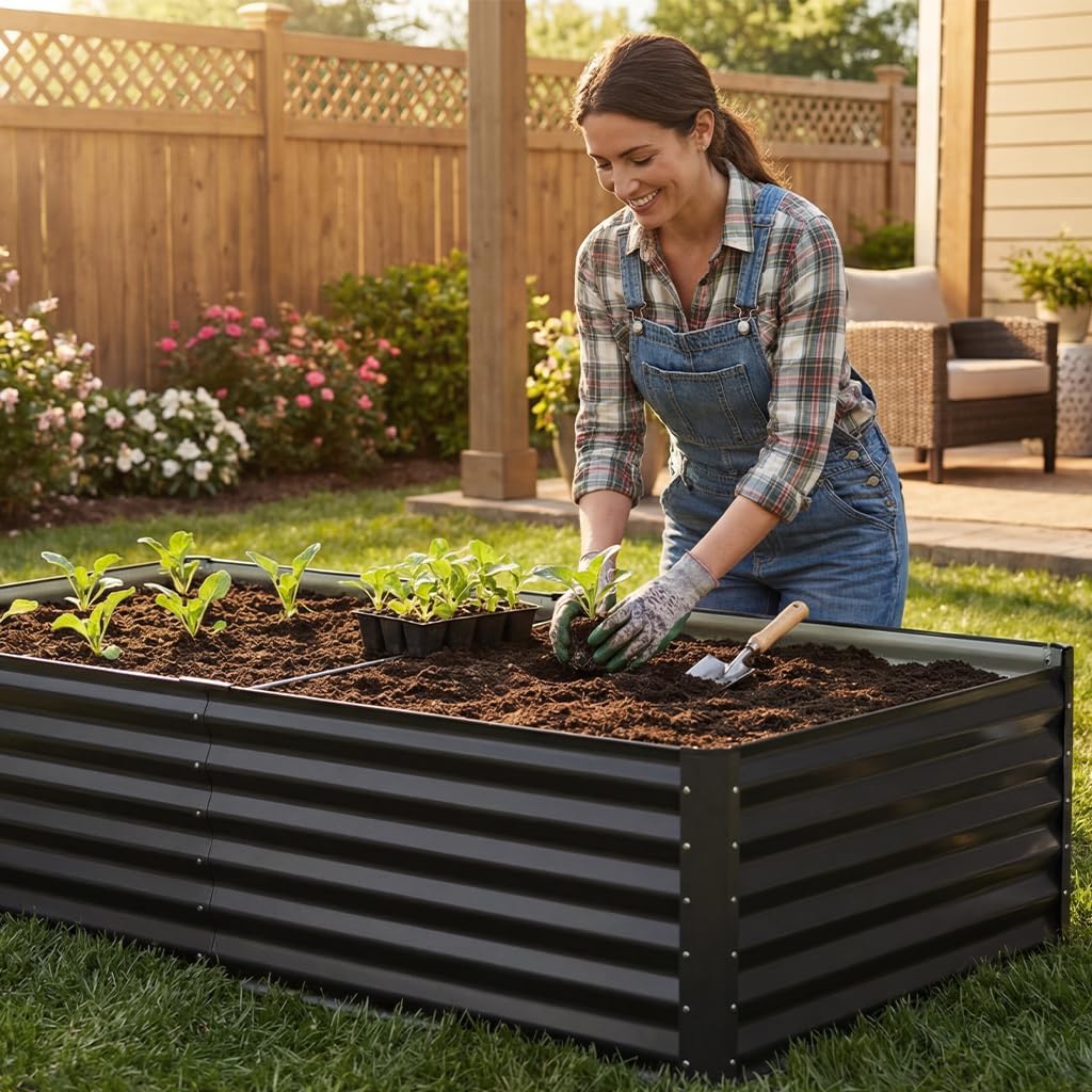Raised Garden Bed 6x3x2ft, Gal - Gardening Tools Box บทวิจารณ์และราคา
