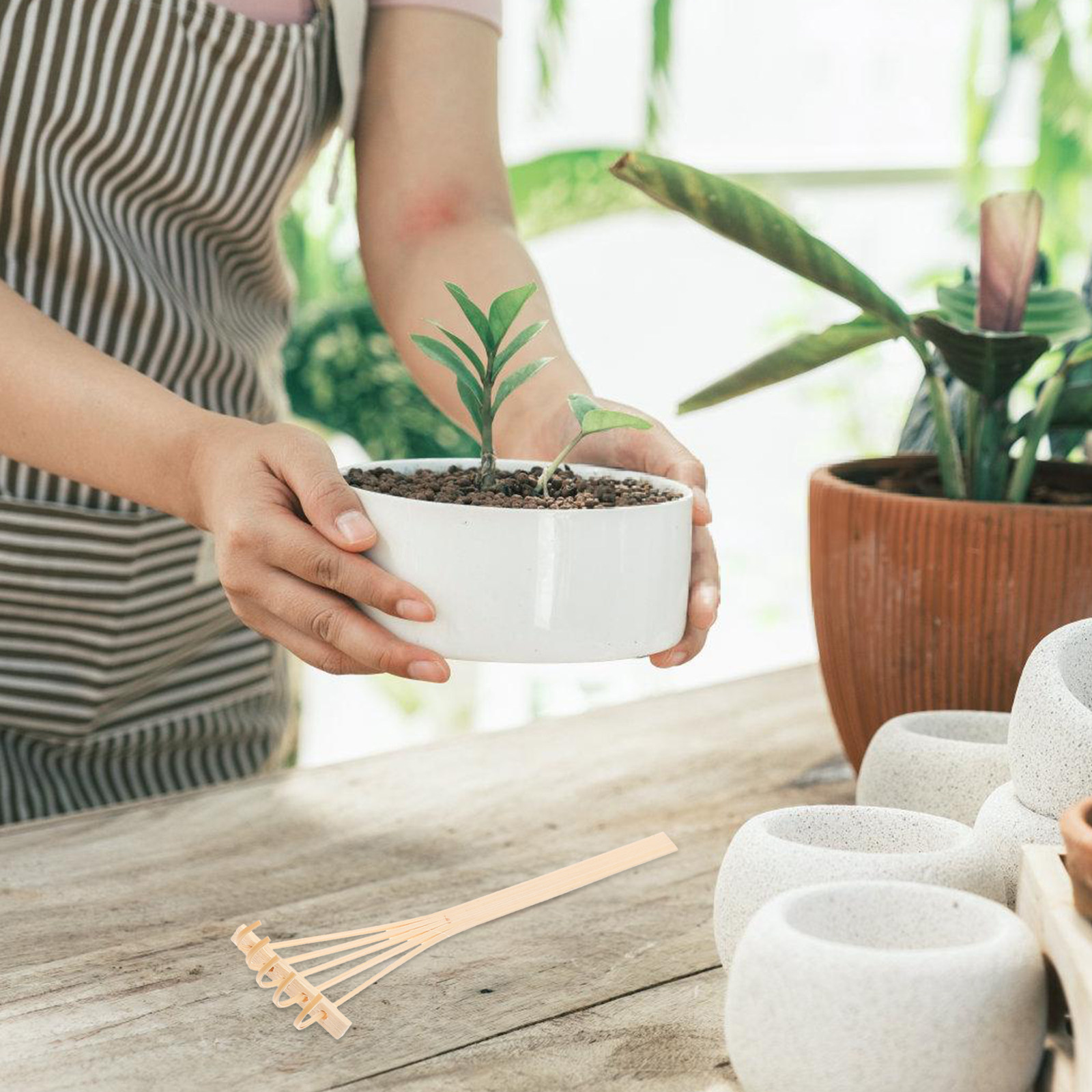 4Pcs Bamboo Rake Set Eco Frien - Gardening Tools Drawing บทวิจารณ์และราคา