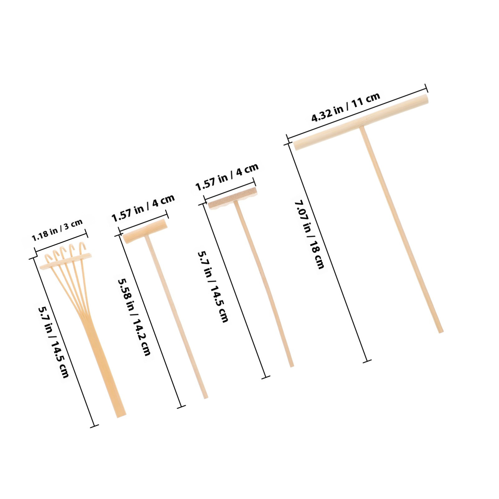 4Pcs Bamboo Rake Set Eco Frien - Gardening Tools Drawing บทวิจารณ์และราคา