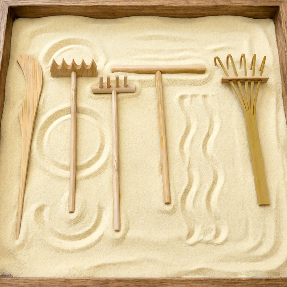 6 Pcs Bamboo Sand Rake Tool Ki - Gardening Tools Drawing บทวิจารณ์และราคา