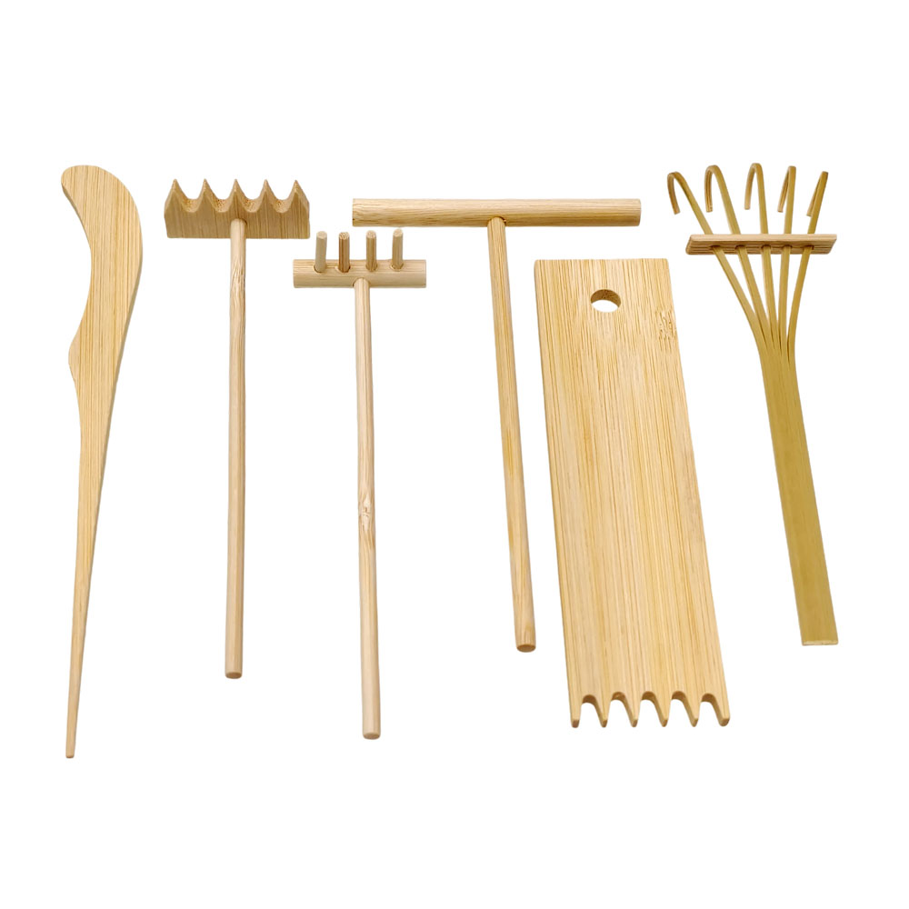6 Pcs Bamboo Sand Rake Tool Ki - Gardening Tools Drawing บทวิจารณ์และราคา