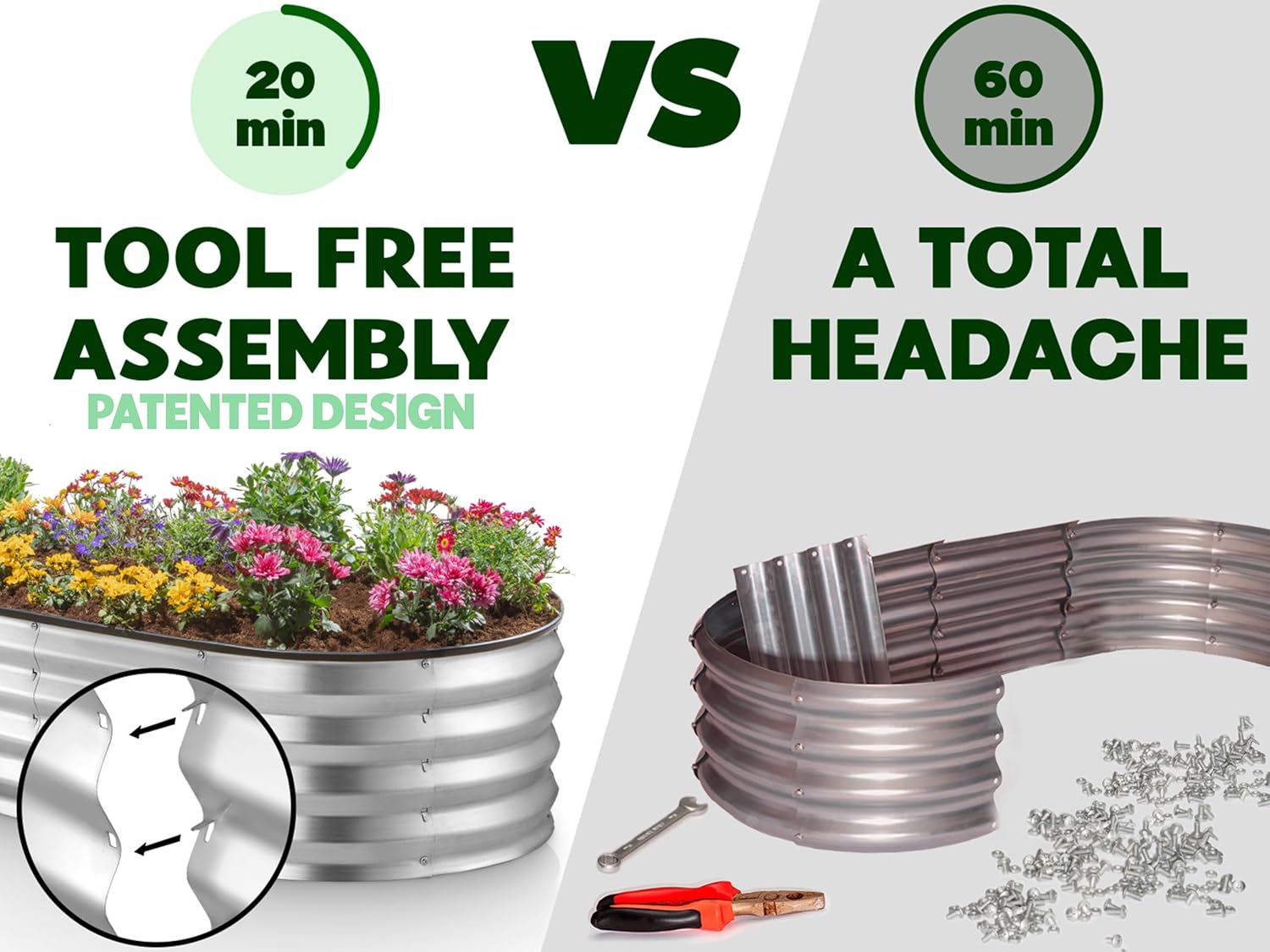 Galvanized Raised Garden Beds  - Gardening Tools Box บทวิจารณ์และราคา