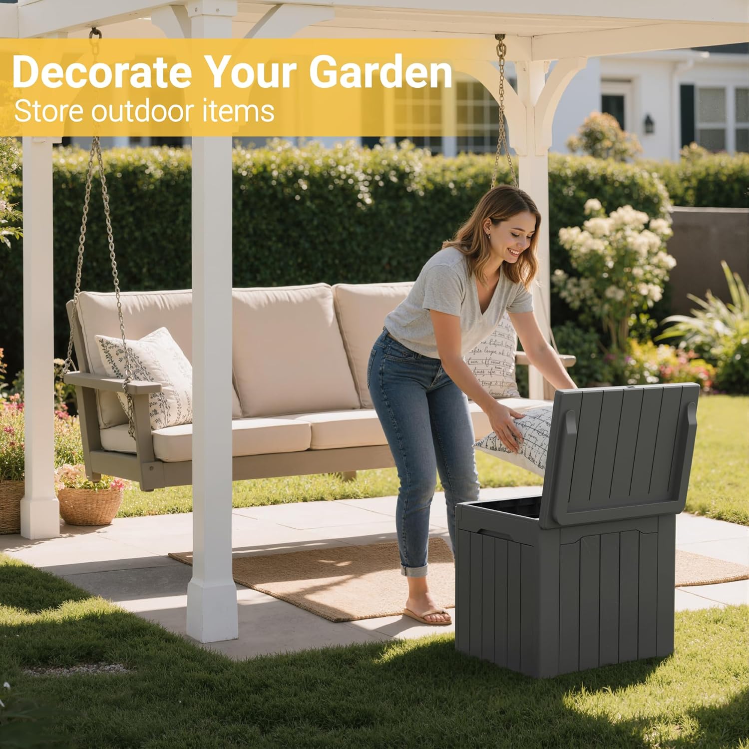 31 Gallon Outdoor Storage Box  - Gardening Tools Box บทวิจารณ์และราคา